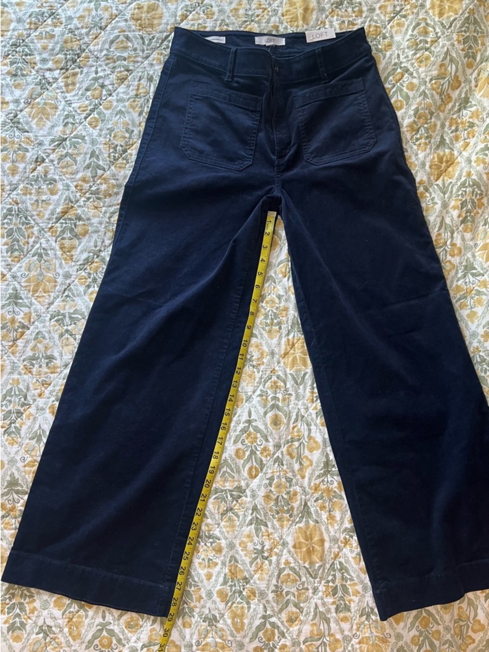 LOFT The Palmer Wide Leg High Rise Corduroy Pants in Navy - Picture 3 of 7
